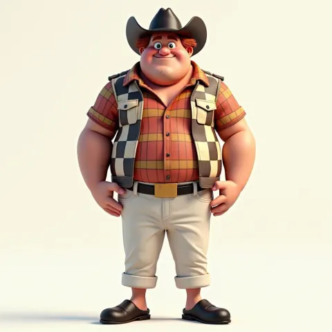 Checkered Cap Cowboy in Swirling 3D Texture