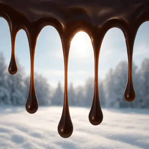 Symmetrically Dripping Satin Chocolate Sauce