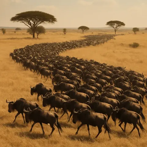Vast Herd of Wildebeest