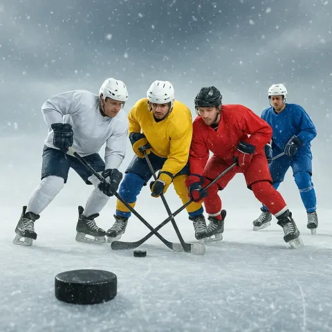 Game of Ice Hockey Featuring a Dark Puck
