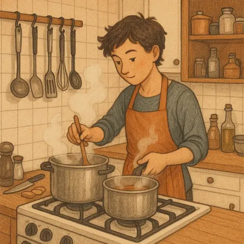Someone Preparing Food in a Kitchen