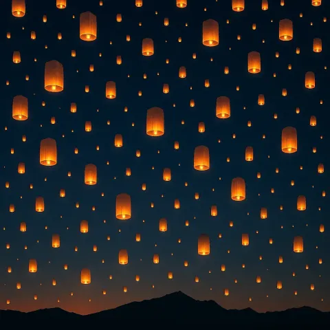 Hundreds of Glowing Paper Lanterns Ascend