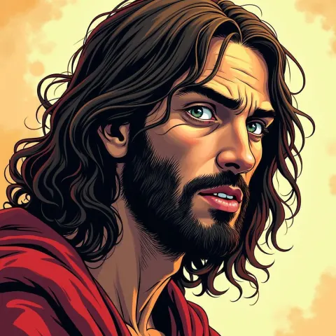 Depressed Jesus in Intense Manga Concept Art