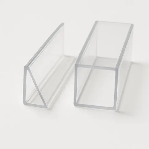 Two Clear Plastic Profiles with Angular and Rectangular Shapes