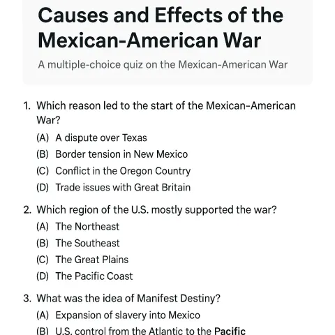 Webpage Featuring a Multiple-choice Quiz on the Causes