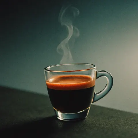 Single Espresso—visibly Piping Hot