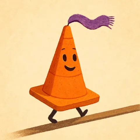 Vibrant Orange Traffic Cone Performs a Whimsical Balancing Trick