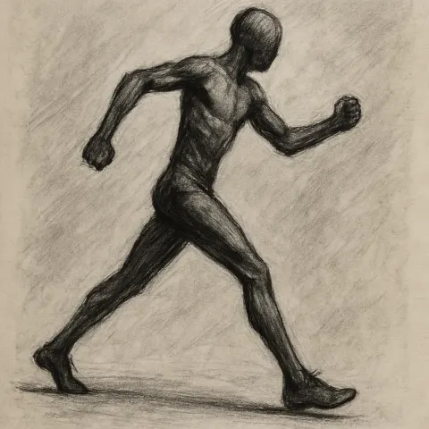 Figure Is Depicted in the Midst of Movement