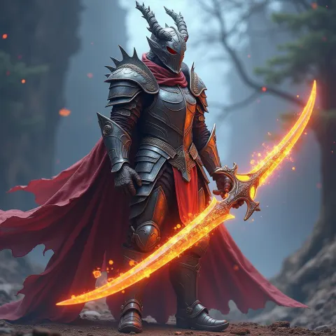 Enchanted Dragon Armor and the Glowing Sword