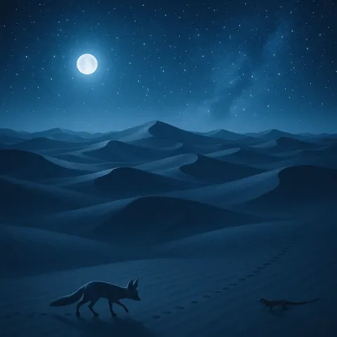 Peaceful Night Scene in the Sahara Desert