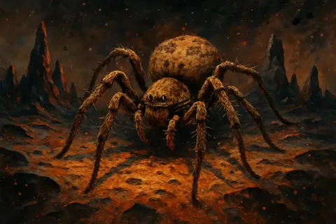 Single Barn Spider—its Mottled Brown Hue