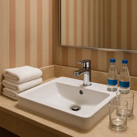 Bathroom Sink with Folded Towels