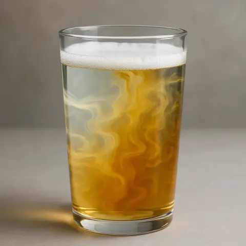 Transparent Glass Containing a Mixture of Beer and Water