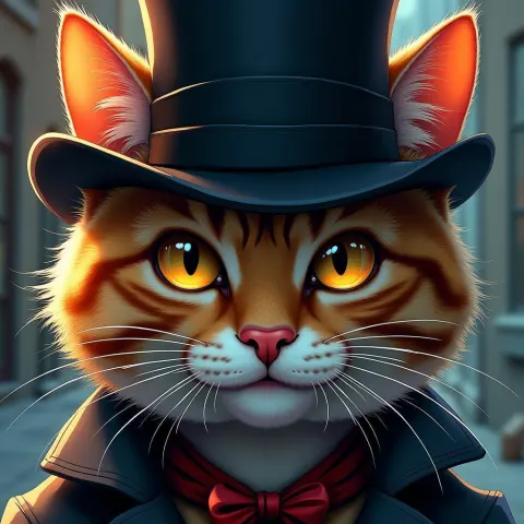 Top Hatted Cat in Ultra Detailed Manga