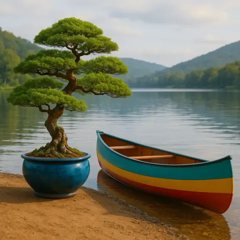 Lively Bonsai Tree in a Ceramic Pot