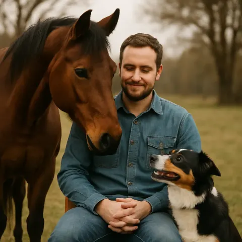 Person Seated on a Chair with a Horse