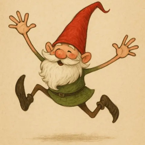 Whimsical Gnome with a Tall Red Hat