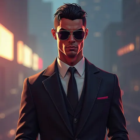 Cristiano Ronaldo as Cyberpunk Secret Agent