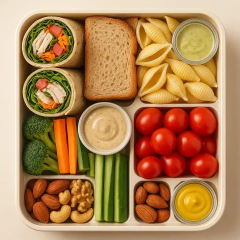Neatly Arranged Bento Box with Wraps