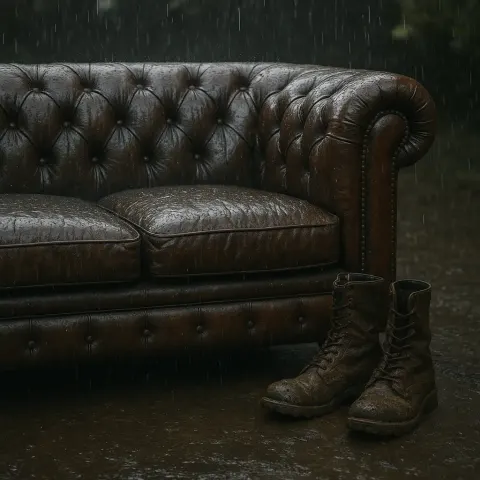 Leather Sofa Drenched by Rain