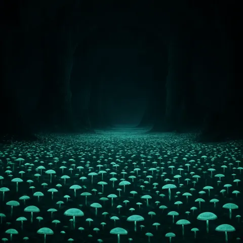 Endless Carpet of Bioluminescent Fungi Casts a Faint