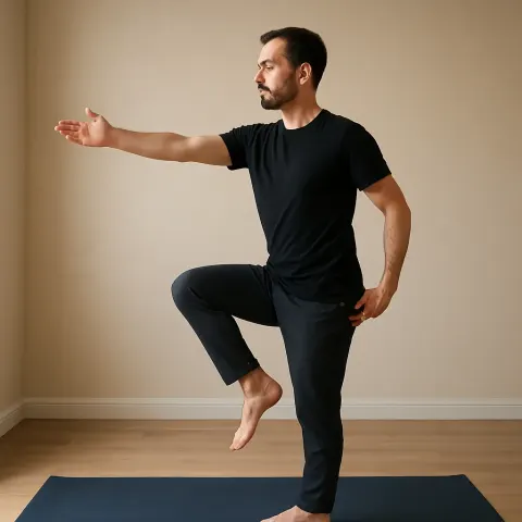 Person Is Practicing a Yoga Pose