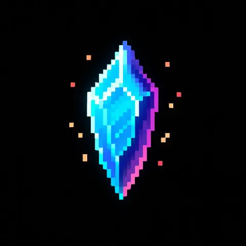 Simple Pixel Art Illustration of a Glowing Crystal Shard