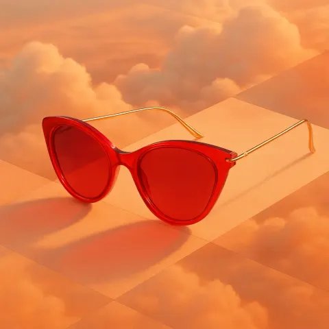 Vibrant Cherry-red Bohemian Sunglasses with Delicate Metal Temples