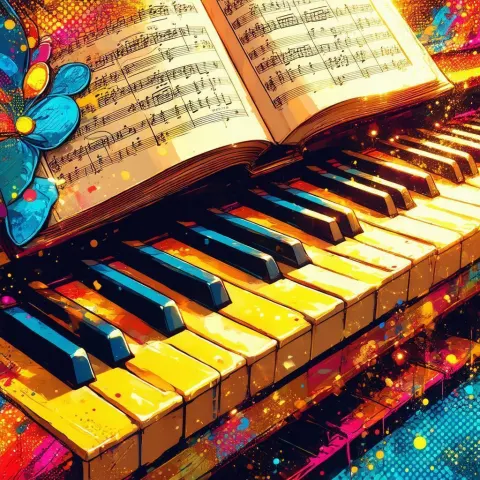 Pop Art Piano With an Open Song Book