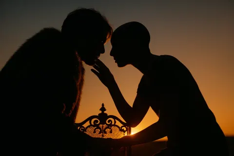 Fur-clad Lover and a Person with a Reaching