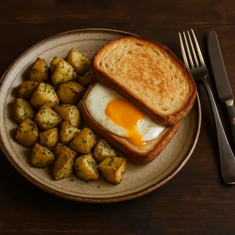 Simple Ceramic Plate Holds a Humble Meal of Roasted Potatoes