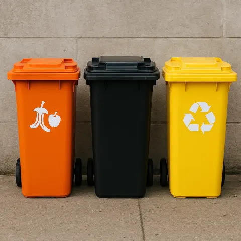 Orange Compost Bin Stands to the Left