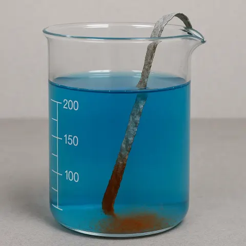 Blue Copper Chloride Solution in a Beaker