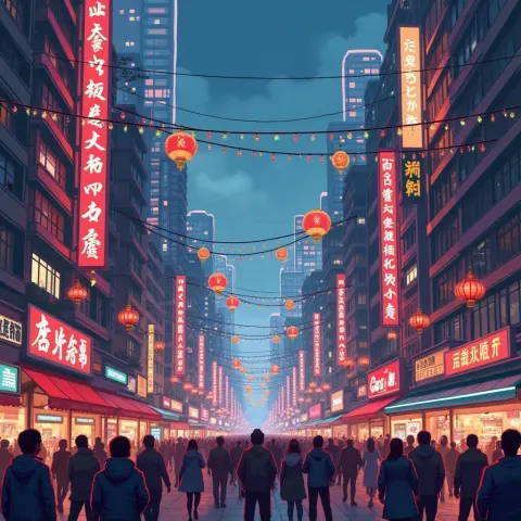 Pixel Chinese New Year Parade in Neon Hong Kong