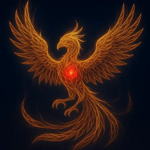 Digital Artwork Portraying a Mythical Phoenix