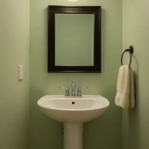 Small Bathroom with a Pale Green Wall