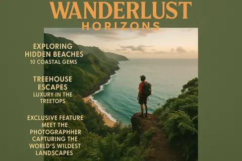 Imaginative and Eye-catching Cover Design for an Adventure Travel Magazine