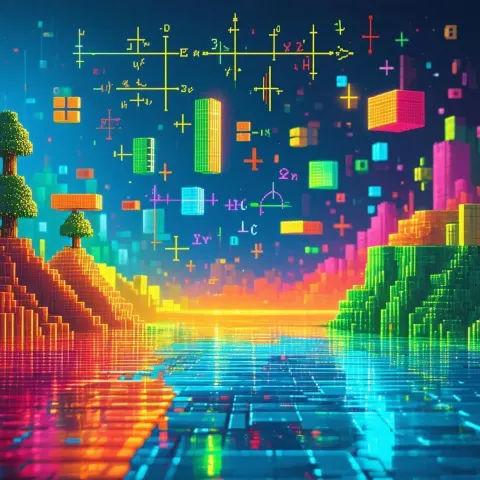 Calculus Equations Floating Through a Pixel World