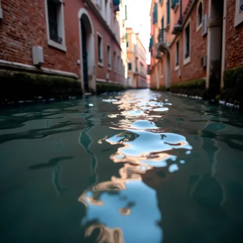 Venice Canal Reflections Rippling in Soft Light