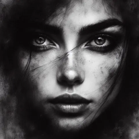 Haunting Black-and-White Portrait of Woman