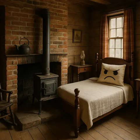 Old-fashioned Room with a Brick Fireplace