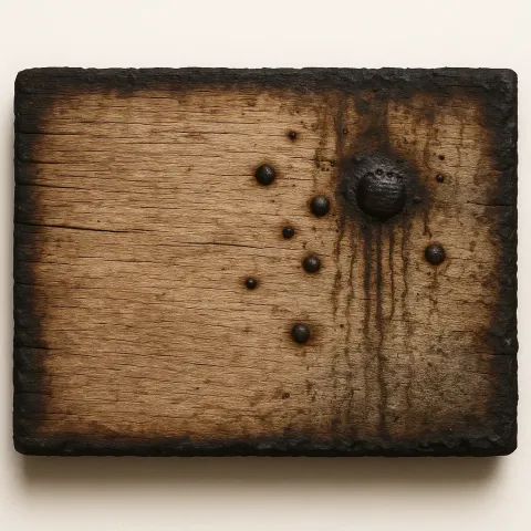 Timber Board Shows Burnt Edges