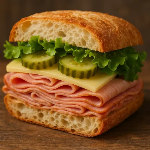 Sliced Sandwich with Layers of Deli Meat