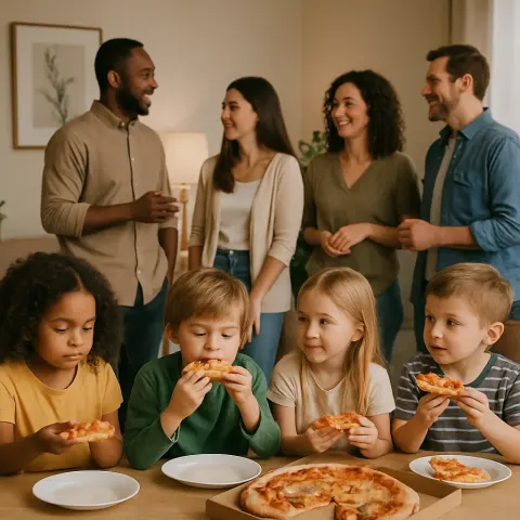 Group of People Gathered in a Living Room