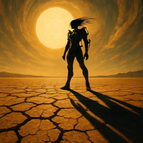 Cracked Earth of a Dry Lake Bed Dominates the Foreground