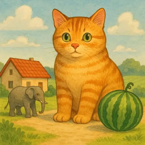 Scenario Involving a Cat Whose Size Exceeds Both a House