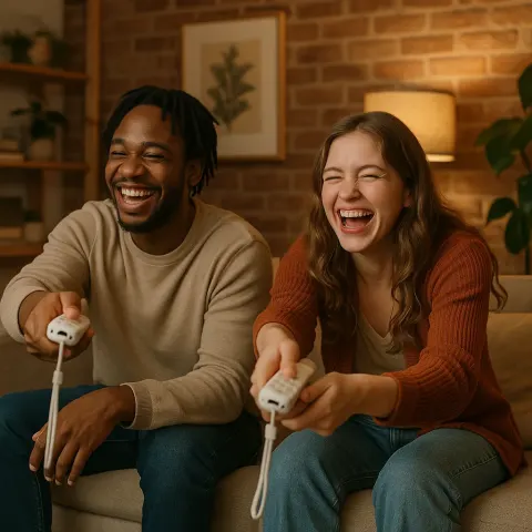 Two Friends Are Enjoying Laughter