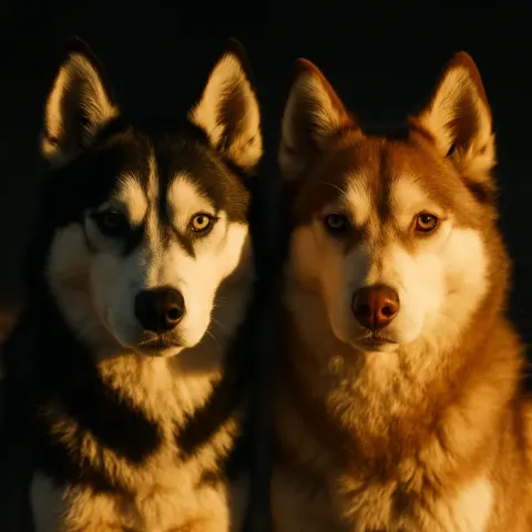 Two Distinct Siberian Huskies
