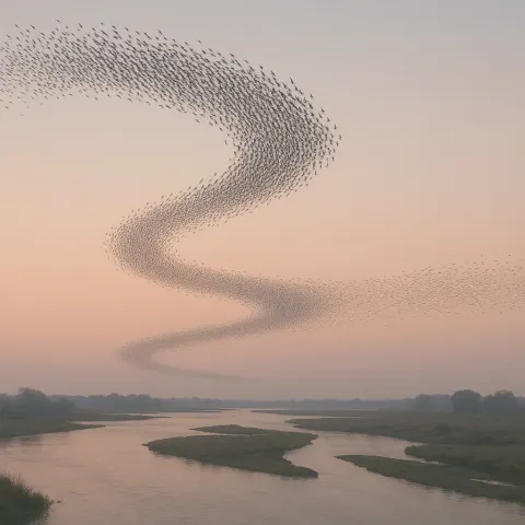 Countless Migrating Birds Form a Massive