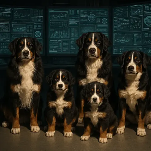Five Distinct Bernese Mountain Dogs